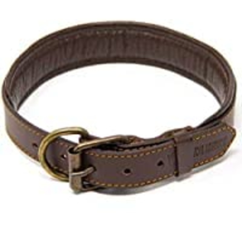 Logical Leather Padded Dog Collar – Best Full Grain Heavy Duty Genuine Leather Collars L – Fits 17-21 in. Neck Brown