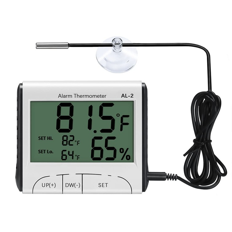 LXSZRPH Reptile Thermometer Hygrometer with High Low Temperature Alarm Digital Aquarium Thermometer with Hook and Loop Temperature Humidity Meter Gauge for Terrariums, Vivariums, Reptile Tanks (1) 1
