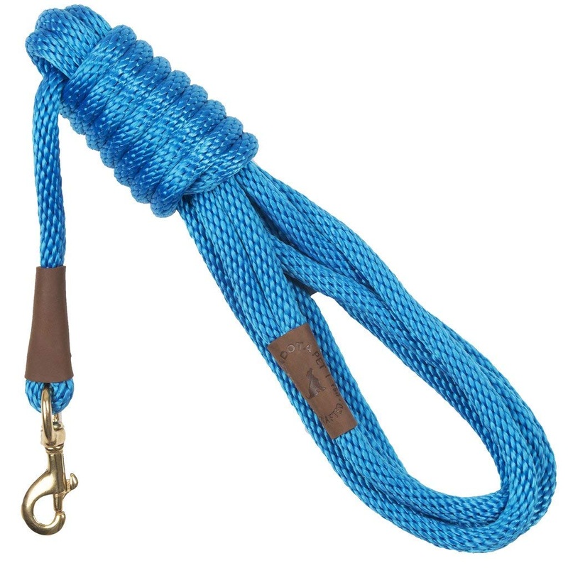 Mendota Pet Long Snap Leash – Dog Training Lead – Made in The USA 1/2 in x 15 ft Blue