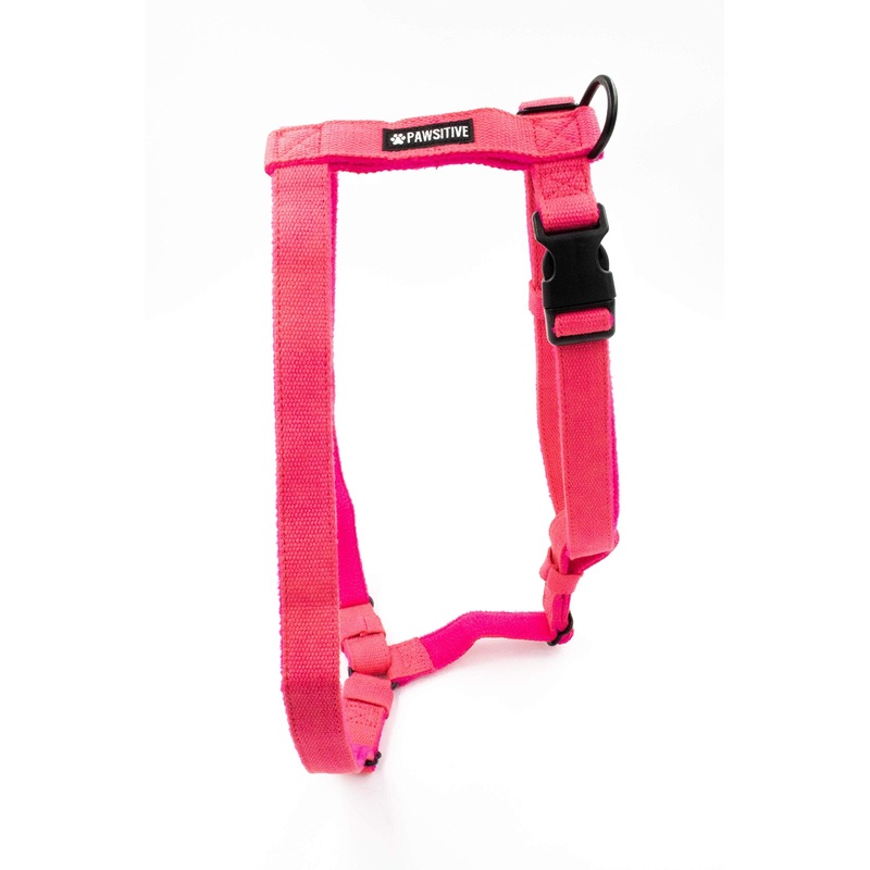 Pawsitive Hemp Dog Harness – We Donate a Harness for Every Harness Sold. Durable, Vegan, Hypoallergenic, Fleece Lined Adjustable Harness, Great for Sensitive Skin. Large Pink