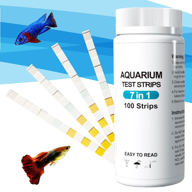 SpringSmart 7 in 1 Aquarium Test Strips Kit – 100 Strips Use for Freshwater Fish Tank, Fish Pond, Accurate & Fast Testing pH / Nitrite / Nitrate / Chlorine / Carbonate / Total Alkalinity / Hardness
