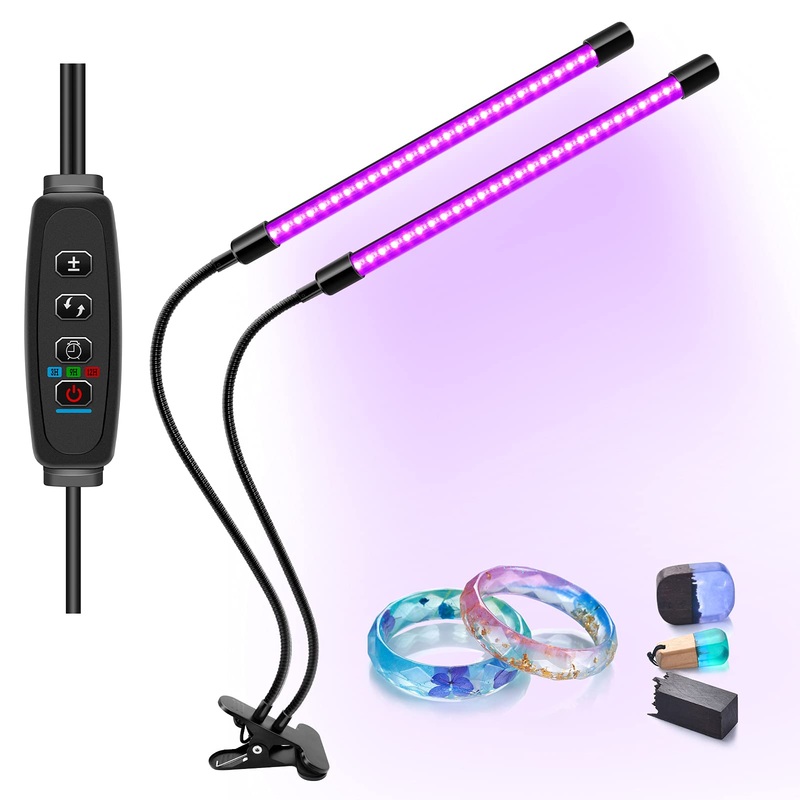 UV Black Light, 3 9 12H Timer, 10 Dimmable Levels UV Light, Dual Head 54LEDs Blacklight , 395-405nm LED UV Lamp for Glow in The Dark, Stage Lighting, Body Paint, Cure 3D Printer Resin 20w Dual Head