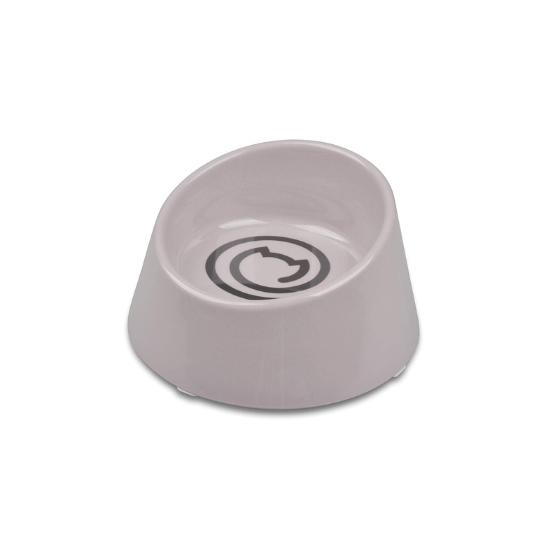 Van Ness Pets EcoWare Raised, No Tip, High Back Whisker-Friendly Cat Bowl, 8 OZ, Gray, ECW250