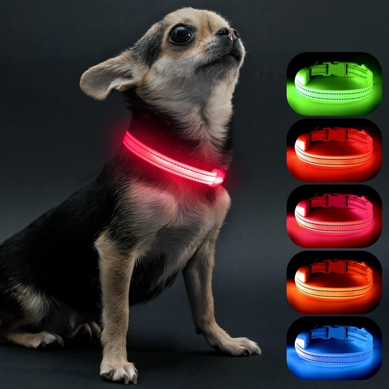 Visinite Light Up Dog Collars, Lighted Dog Collars Rechargeable Waterproof, Dog Glow Collar for Pet Safety Dog Lights Night Walking, Fully Adjustable Led Dog Collar for Small Medium Large Dogs Pink