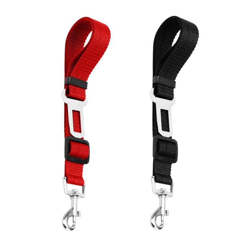 2 Pack Dog Seat Belt, Dog Car Seat Belts, Adjustable Pet Seat Belts, Tether with Stainless Steel Hooks and Clips, for Cars, Trucks(Black+Pink)