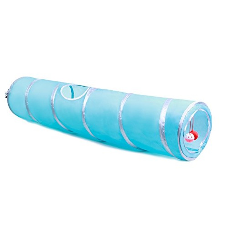 2 Way Cat Tunnel Pet Play Tube – Collapsible Tunnel for Small Pet /Cat /Kitty /Doggy /Rabbit Blue