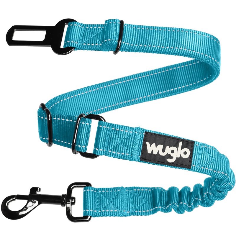 38-95cm Dog Seat Belt – Dog Car Harness of Dogs – Durable and Safe Dog Car Seat Belt Clip with Strong Elastic Belt – Universal Dog Seatbelt for Car Travel Blue