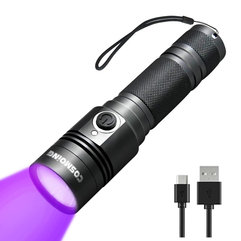 395nm UV Flashlight, Rechargeable Black Light Flashlight, LED Flashlight IP65 Water-Resistant Pet Urine Detector for Dog Cat Stains, Scorpion, Bed Bug, Household