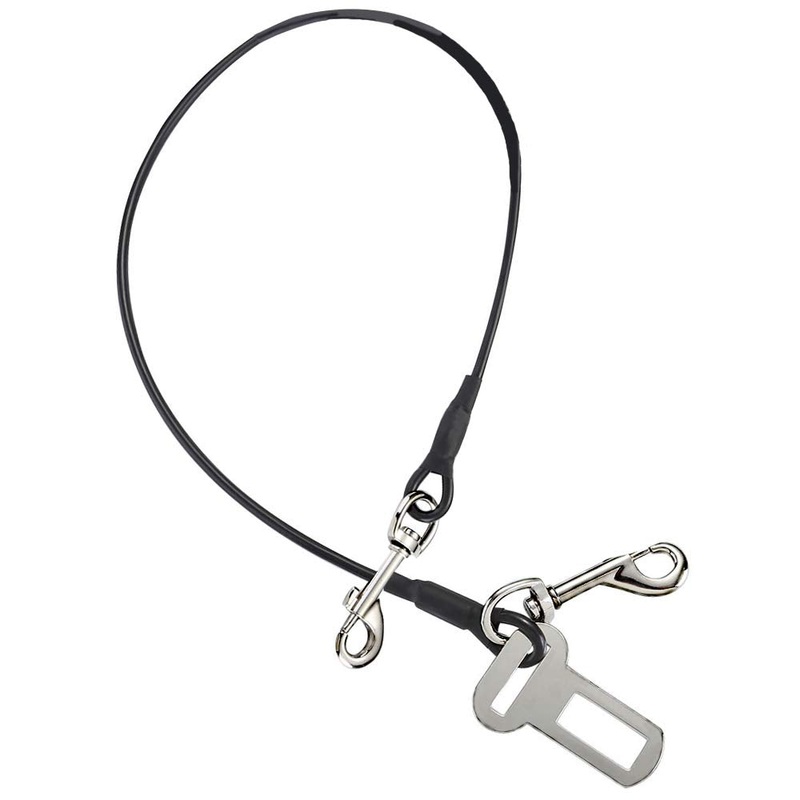 ACBungji Car Pet Dog Cat Seat Safety Belt Latch Buckle No-Chew Leash Restraint Harness Coated Stainless Steel Heavy Duty Isofix Connector Small Medium Large 24 INCH