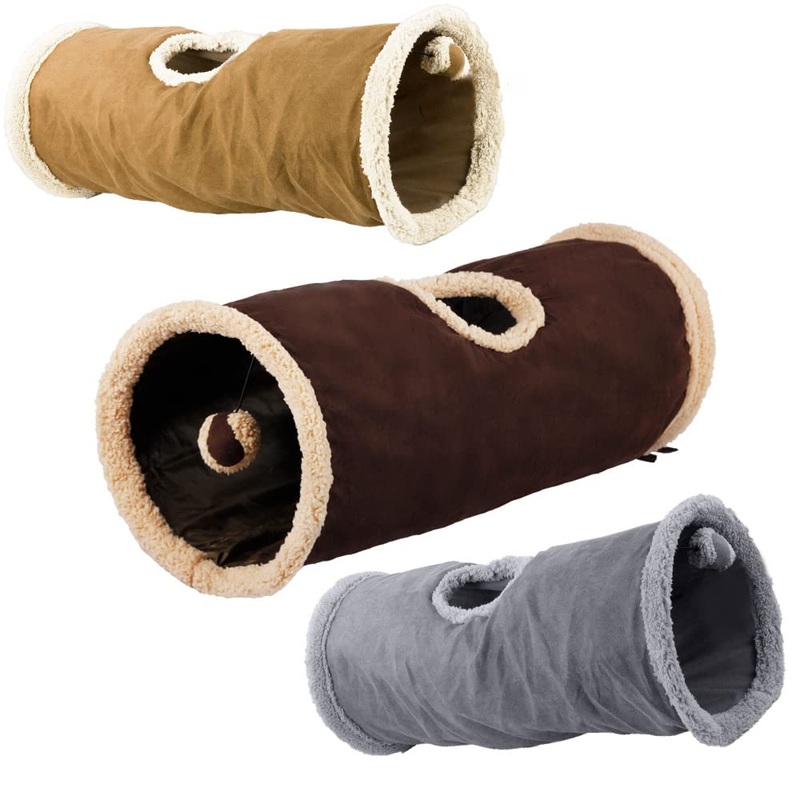ALL FOR PAWS Collapsible Cat Tunnel Crinkle Cat Toys Play Tunnel Tube Lambswool