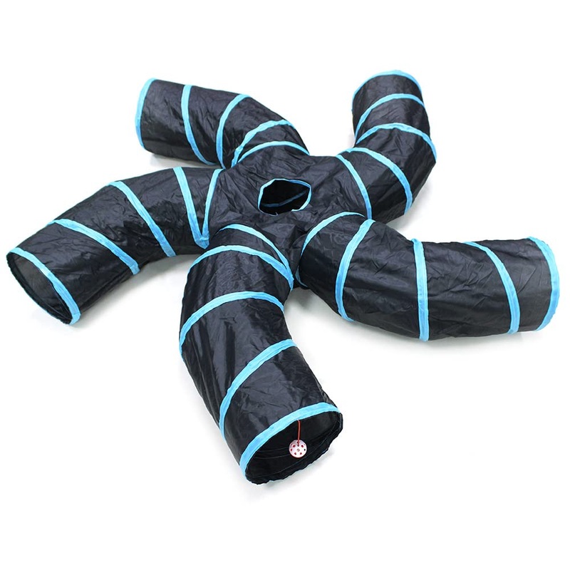 Bemodst S-Type Cat Tunnel, 2 Way/3 Way/4 Way/5 Way Collapsible S-Shape Small Animal Tubes Kitty Tunnels Interactive Maze House Toy with Storage Bag for Kitten Puppy Rabbit Guinea Pig  5-Way