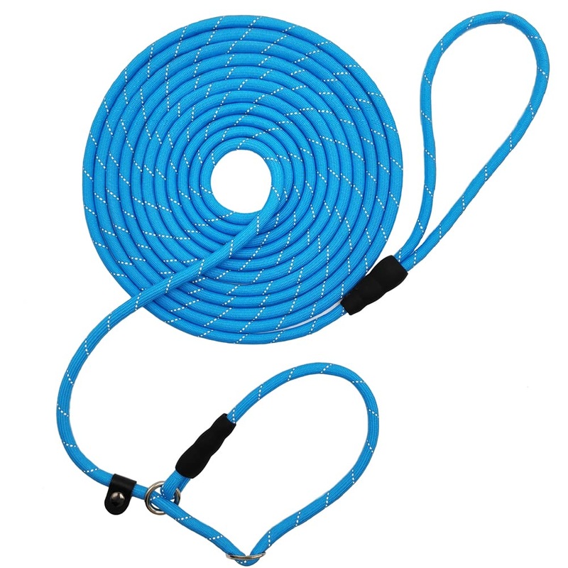 BTINESFUL 10FT / 15FT / 20FT Anti-Choke Slip Lead Dog Leash, Reflective 1/3 Rope Leash Long Training Lead for Small Medium Dogs 10ft * 1/3″ blue
