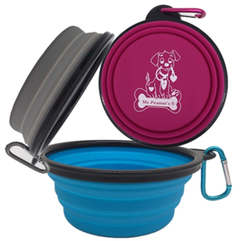 Collapsible Silicone Bowls 3 Pack (XL 25oz Each) with Color Matched Carabiner Clips – Dishwasher Safe BPA FREE Food Grade Silicone Portable Pet Bowls – Foldable for Journeys, Hiking, Kennels & Camping