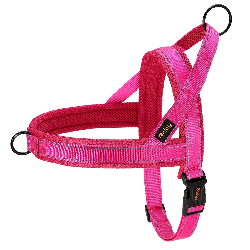 Didog Soft Mesh Padded Dog Vest Harness,Escape Proof / Quick Fit Reflective Dog Strap Harness, Easy for Training Walking XS:chest 15-18″ Hot Pink