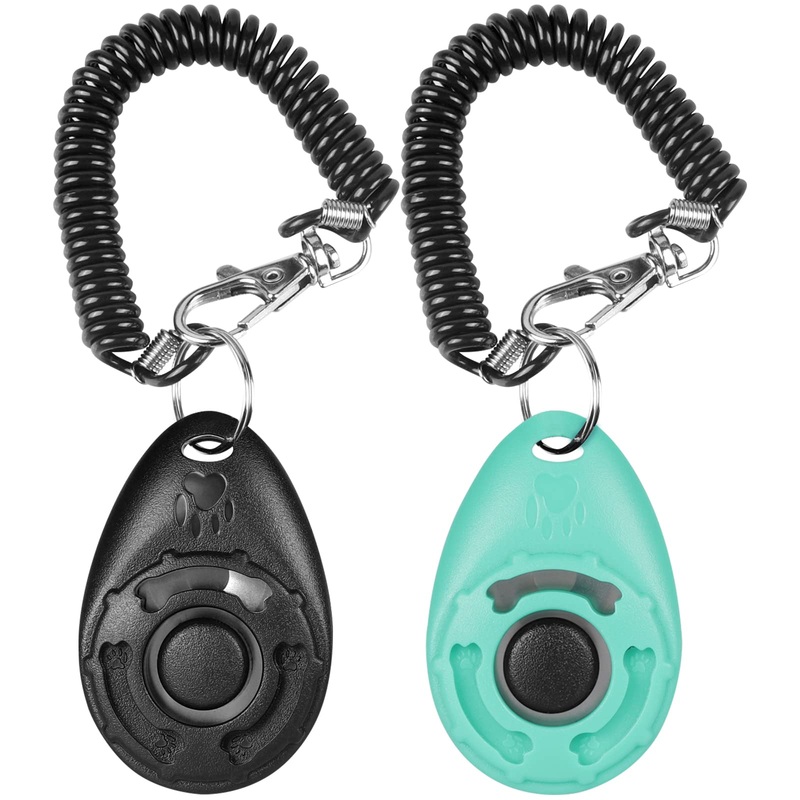 Diyife Clicker Training for Dogs, [2 Pcs] Dog Clicker for Training, Clicker Dog Training with Wrist Strap, Clicker for Pets, Dog Clicker Fits Dog Cat Horse Behavioral Training,Black &Water Lake Blue