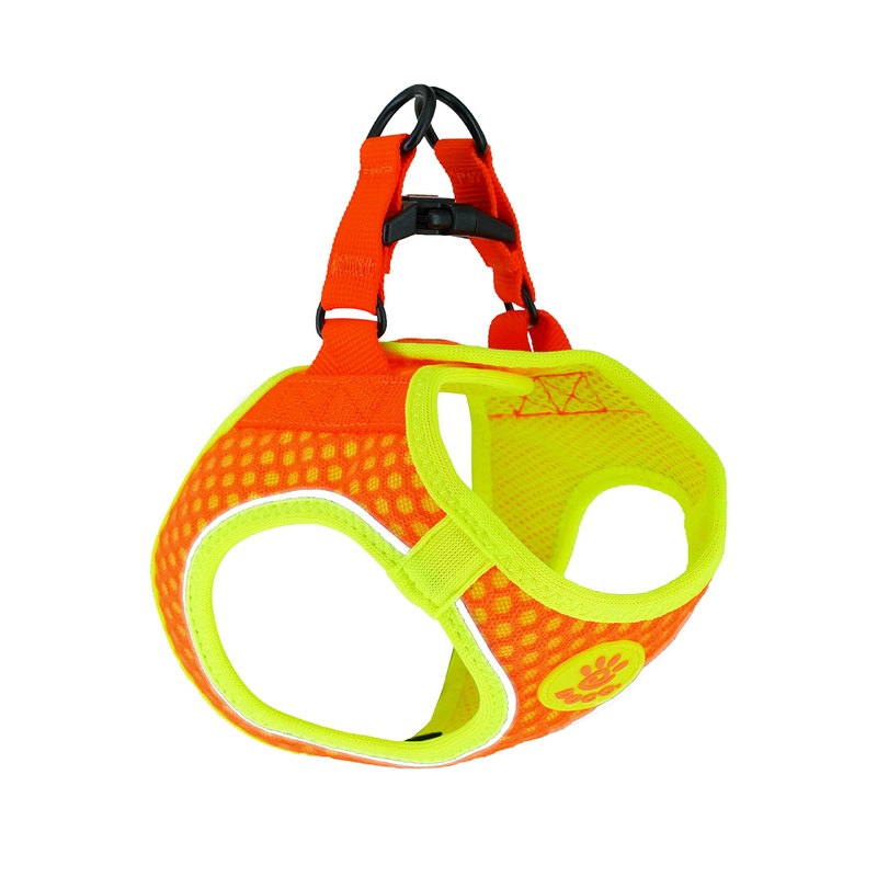 DOCO Athletica Small Dog Quick FIT Mesh Harness  2 Leash Clips, Heavy Duty No Choke Vest, Lightweight Reflective (Dogs and Puppies Under 30 lbs) Large (Chest: 18.5-19.5″) Orange