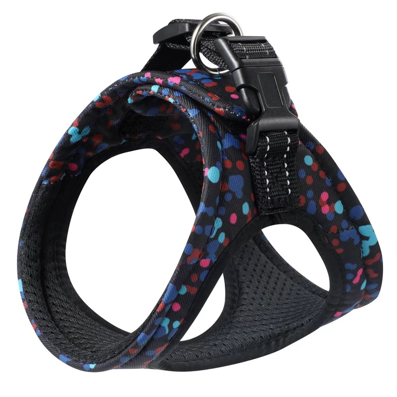 Dog Vest Harness, No-Pull Adjustable Velcro with Soft Sponge Pad and Reflective Handle Belt Metal Leash Hooks for Puppy Small Dogs Cats with Chest Size Medium Colorful Bubble