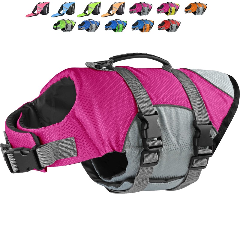 Dogcheer Sports Style Dog Life Jacket, Reflective Adjustable Dog Safety Life Vest for Swimming Boating, Puppy Floatation Float Vest Pet PFD with Enhanced Buoyancy for Small Medium Large Dogs XS(Chest Girth 11.8″-16″) Pink