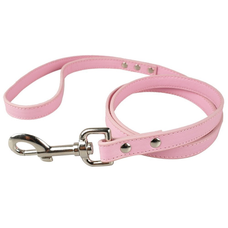 Dogs Kingdom Genuine Leather Dog Leash Dog Training Walking Leash Pink S