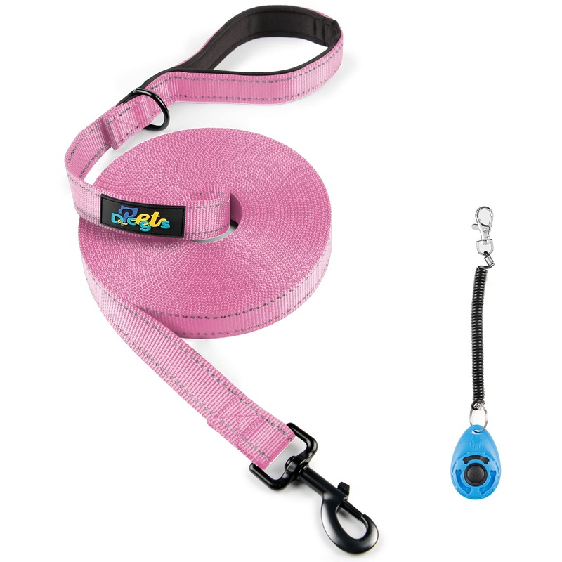 DPOEGTS Long Leash for Dog Training 5FT 10FT 15FT 20FT 30FT 50FT 100FT – Obedience Recall Training Lead for Large Medium Small Dogs – Great for Training Playing Camping Backyard Pink