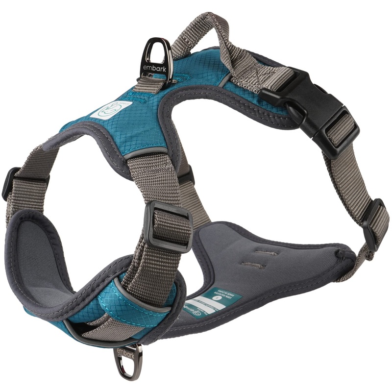 Embark Adventure Dog Harness, Easy On and Off with Front and Back Leash Attachments & Control Handle – No Pull Training, Size Adjustable and Non Choke Large Teal Blue