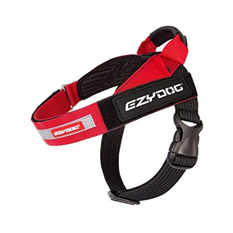 EzyDog Express Dog Harness – Streamlined Sport Harness Easy Single Buckle On-Off Red XXL