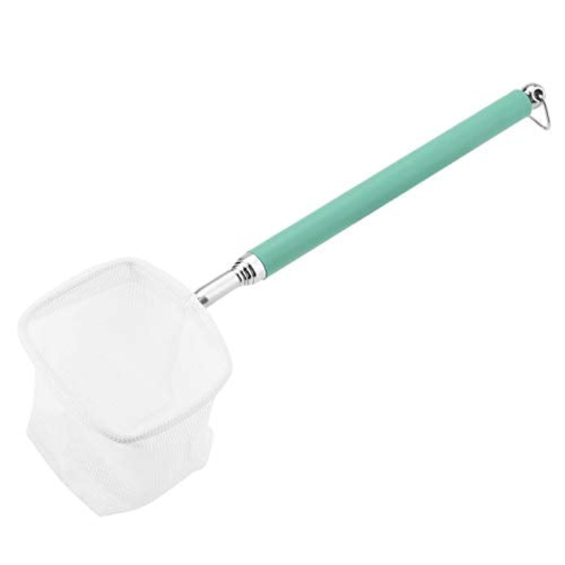 Fishing Landing Net Telescopic Aquarium Fish Shrimp Net Extendable Fish Tank Fishing Net with Stainless Steel Handle Green Square