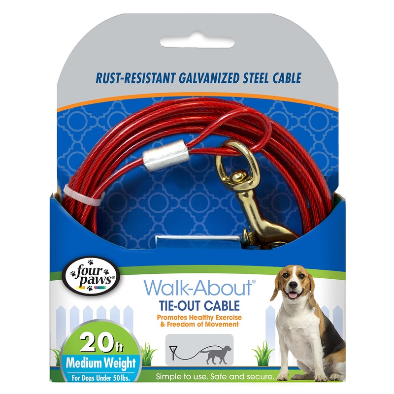 Four Paws Medium Weight Dog Tie Out Cable 20 Feet
