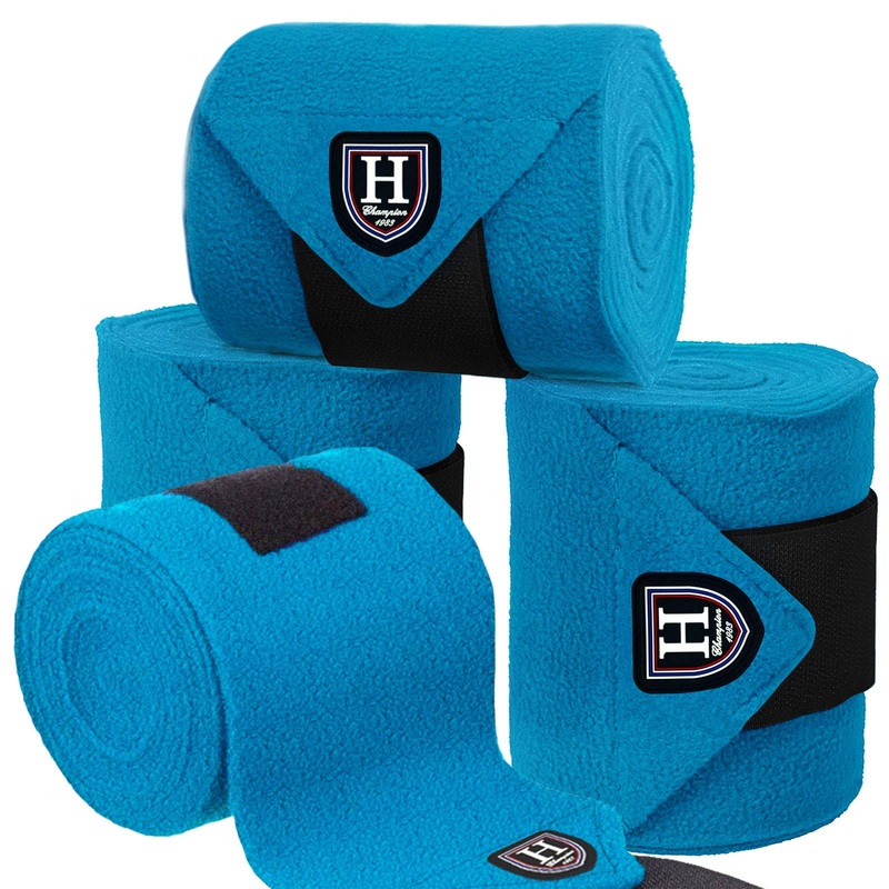 Harrison Howard Essential Horse Polo Leg Wraps Soft Fleece Leg Bandage Set of 4 Large Sapphire