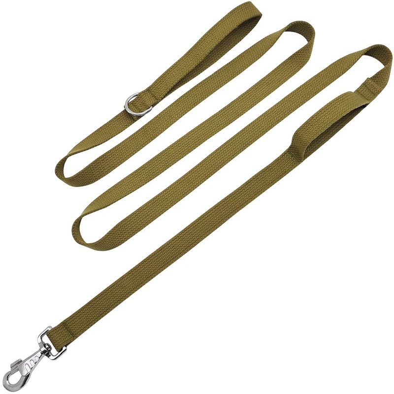 Hoanan 8ft Double Handle Traffic Dog Leash, Heavy Duty Tactical Dog Leash, Thick Nylon Dog Training Leash with 2 Traffic Control Handle for Medium Large Breed Dogs coyote brown