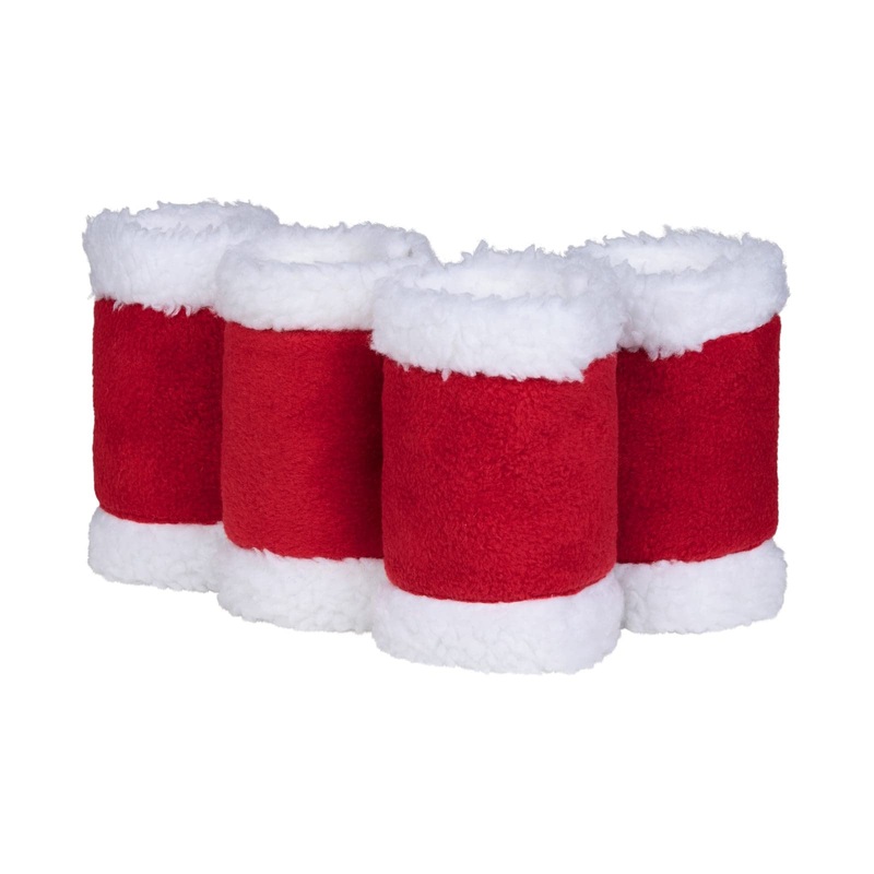 HORZE Santa Faux Fur Polyester Christmas Horse Leg Wraps | Pack of Four One Size Red