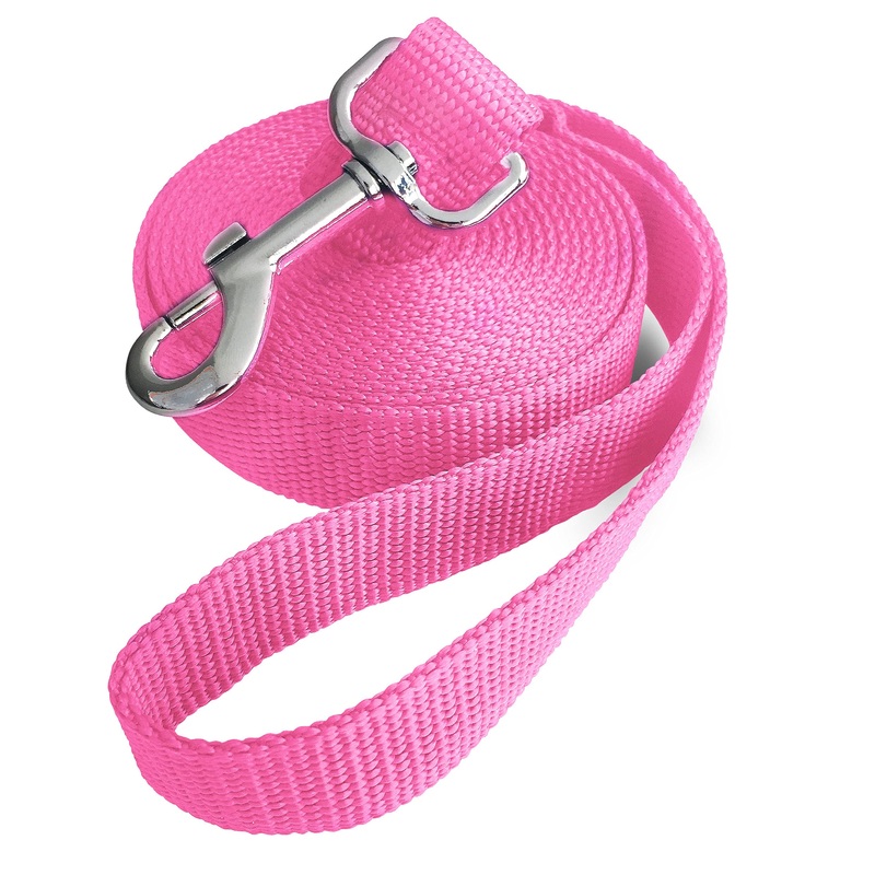 Jeckpat 10ft Black Dog Leashes Long Line Training Dog Leash,for Large,Medium and Small Dogs,Long Dog Lead,for Training,Backyard,Camping,or Play,Great for Parks and Fetch Pink