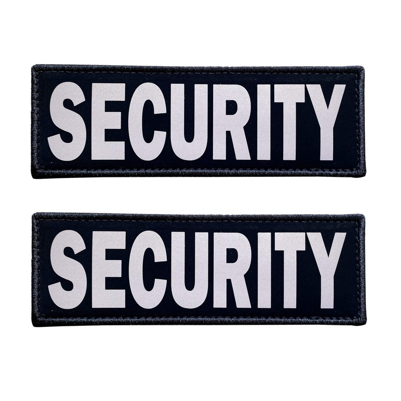 JUJUPUPS Black Reflective Dog Patches 2 Pack Service Dog in Training DO NOT PET, Tags with Hook and Loop Patches for Vests and Harnesses (Security, 6×2 inch) SECURITY