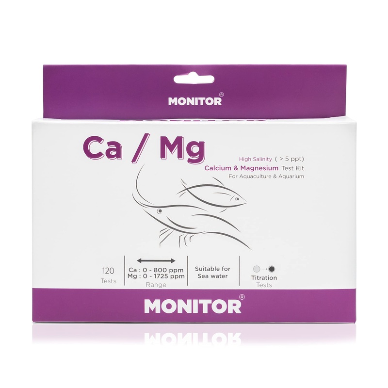 Monitor Calcium/Magnesium HIGH Salinity (Salinity > 5 PPT) Test KIT (120 Tests) – Monitor Aquarium and aquaculture Water Quality