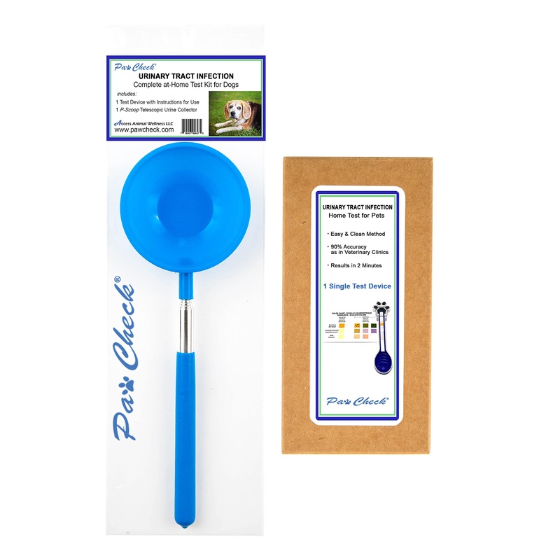 PawCheck UTI Test Kit for Dogs, Including an Urinalysis Test Strip and a Reusable P-Scoop Telescopic Urine Collector