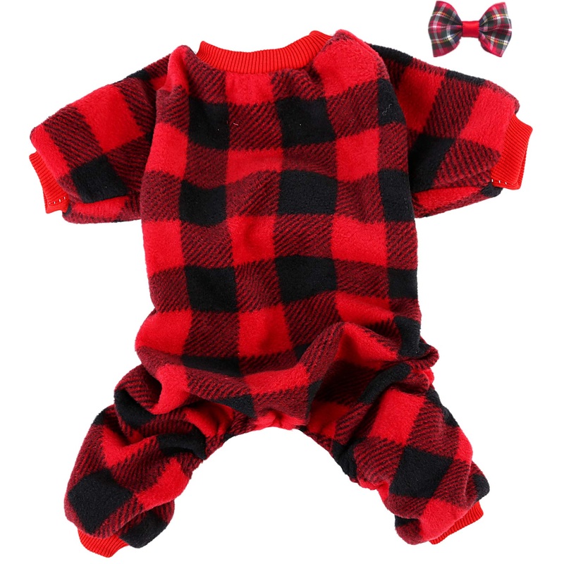 Plaid Dog Pajamas Dogs Jumpsuit Pet Winter Clothes Medium Buffalo Plaid