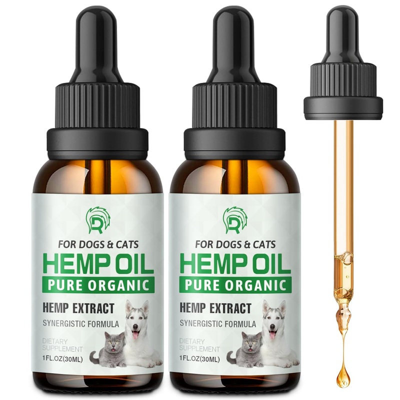 2PACK Hemp Oil for Dogs and Cats – Relieve Anxiety, Stress, Seizures, Arthritis Hip Joint Pain, Aid Sleep Allergies – Promote Skin Joint Health, Calm Aggressive Pets