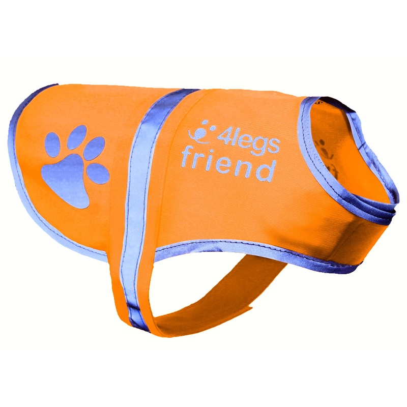 4LegsFriend Dog Safety Orange Reflective Vest with Leash Hole 5 Sizes – High Visibility for Outdoor Activity Day and Night, Keep Your Dog Visible, Safe from Cars & Hunting Accidents XL