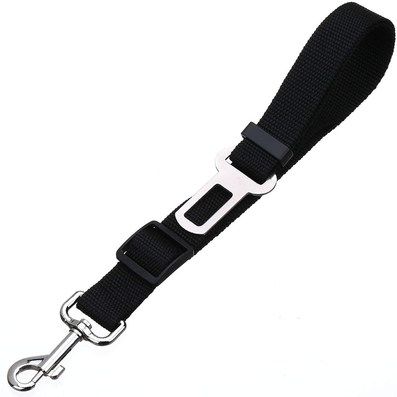 Car Seat Belt for Pets, Adjustable Pet Dog Cat Belt Leash Fit All Car ,Quick & Easy Installation,Works with Any Pet Harness-Black black