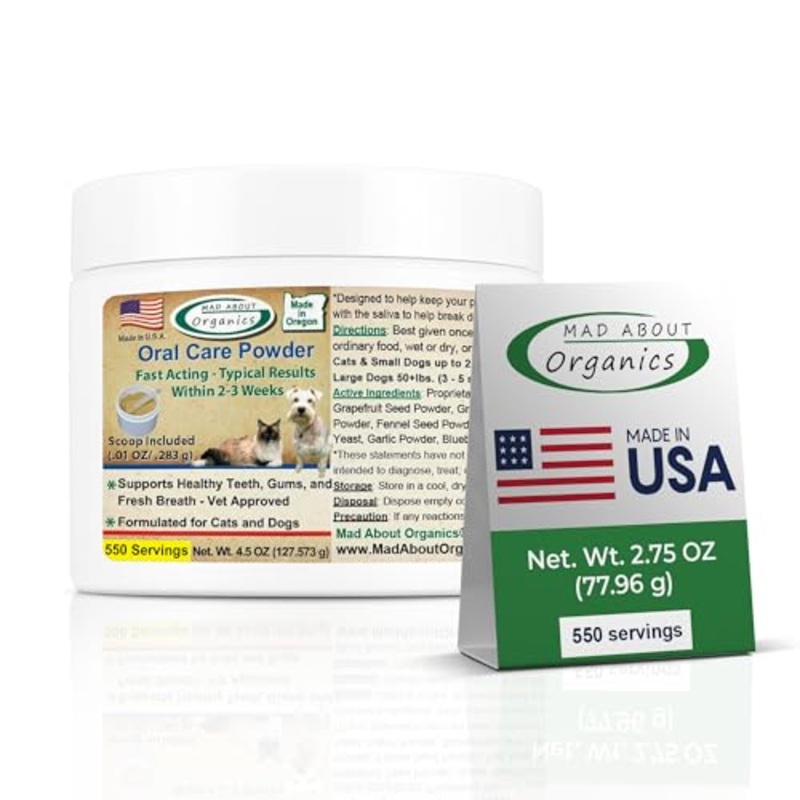 Dog Dental Care Powder  550 Servings, Medium Size  Tartar and Plaque Remover, Pet Dental Cleaning Powder for Oral Hygiene and Fresh Breath, Teeth Cleaner and Canine Tooth Powder 2.75 Ounce (Pack of 1)