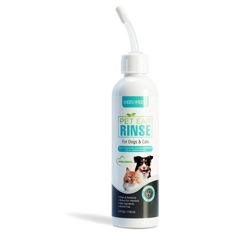 Dog Ear Cleaner, Dog Ear Care Liquid, Dog and Cat Ear Cleaner to Eliminates Ear Odour, Dirt and Debris Pet Ear Cleaner Solution,Remove Wax, Dirt & Stop Smelly, Itchy, Non-Irritating, 4 Fl oz