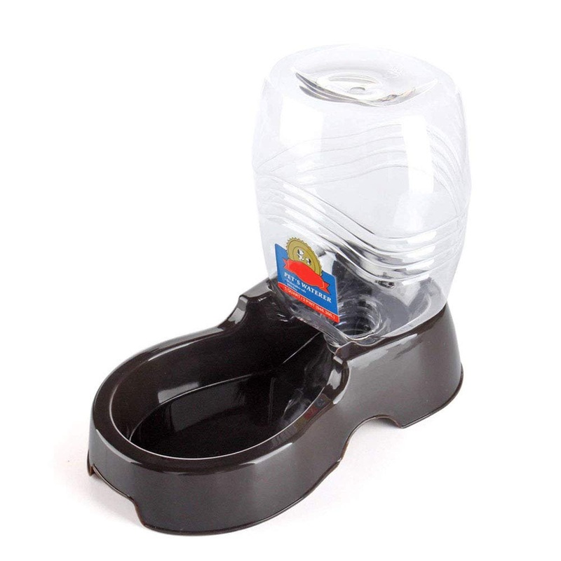 Flexzion Pet Water Dispenser Station, Beige Auto Replenish Gravity Waterer Drinking Fountain Bottle Bowl Dish Portable Stand for Small Dog Cat Animal 3/8 Gallon (1.5 liter) Black