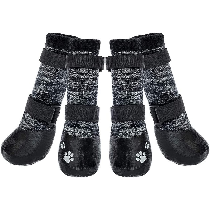 KOOLTAIL Dog Socks Anti-Slip Dog Boots with Straps Traction Control, Paw Protection Sets for Indoor Hardwood Floors & Outdoor, Fits Small Medium Large Dogs Medium (Pair of 2) Grey