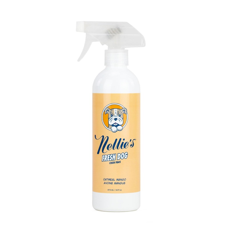 Nellie’s Fresh Dog – Waterless Dog Shampoo – Oatmeal Mango Fragrance, Enzyme Blend, Plant-Based, and Non-Toxic – Ideal for All Dog Breeds, Long-Haired or Short – Eco-Friendly Grooming (16 fl oz)