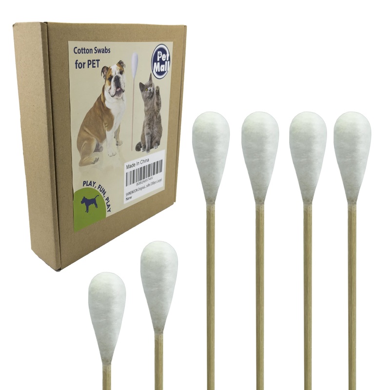 Original Big Cotton Buds for Pets  Premium Cat and Dog Ear Cleaner Cotton Swabs  Soft, Absorbent Cleaning Ear Bud with Long 6 Inch Wood Handle (200pcs Large) 200pcs Large