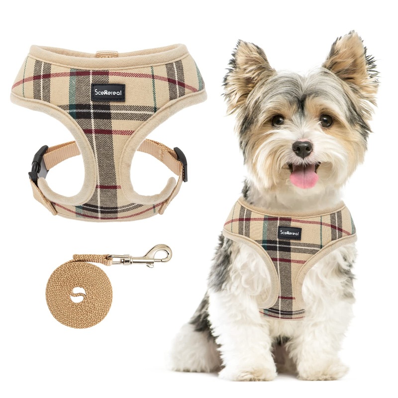 SCENEREAL Puppy Harness and Leash Set – Soft Mesh No Pull Vest Small Dog Padded Harness for Puppies & Cats X-Small (Pack of 1) Beige