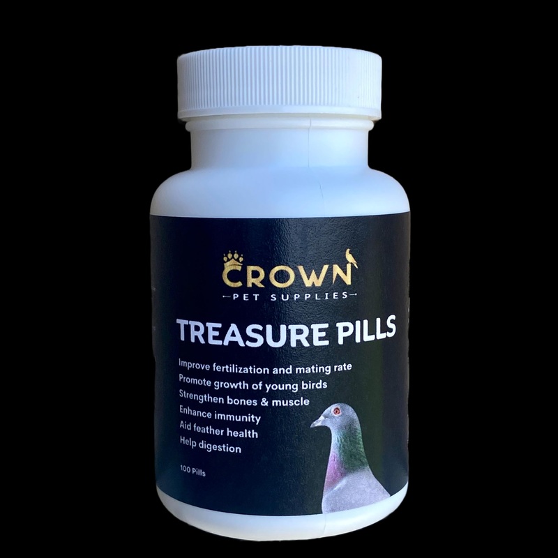 Treasure Supplement 100 Pills, Fertility, Feather, Growth & Immunity for Pigeons, Canary, Finches, Parakeet, Cockatiels, Parrots, Cage Small Birds, and Aviary Birds