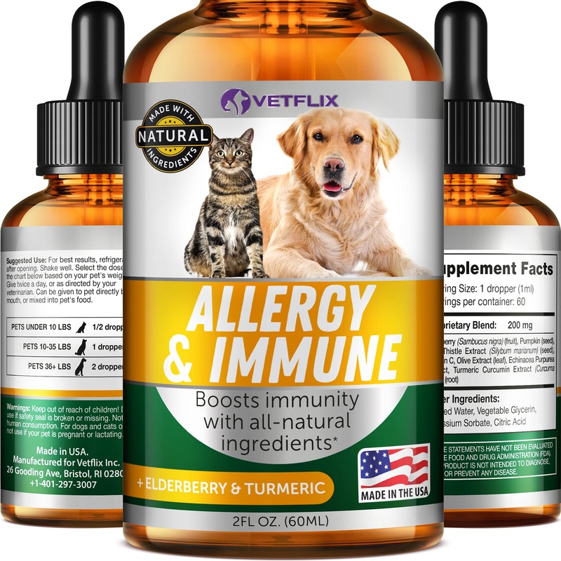 Velflix Allergy Immune Anti Itch & Hot Spots – Made in USA Natural Pet Supplement for Cat & Dog Allergy Relief with Turmeric & Milk Thistle -Seasonal Allergies Digestive Treatment for Dogs & Cats Pet Supplement for Immune