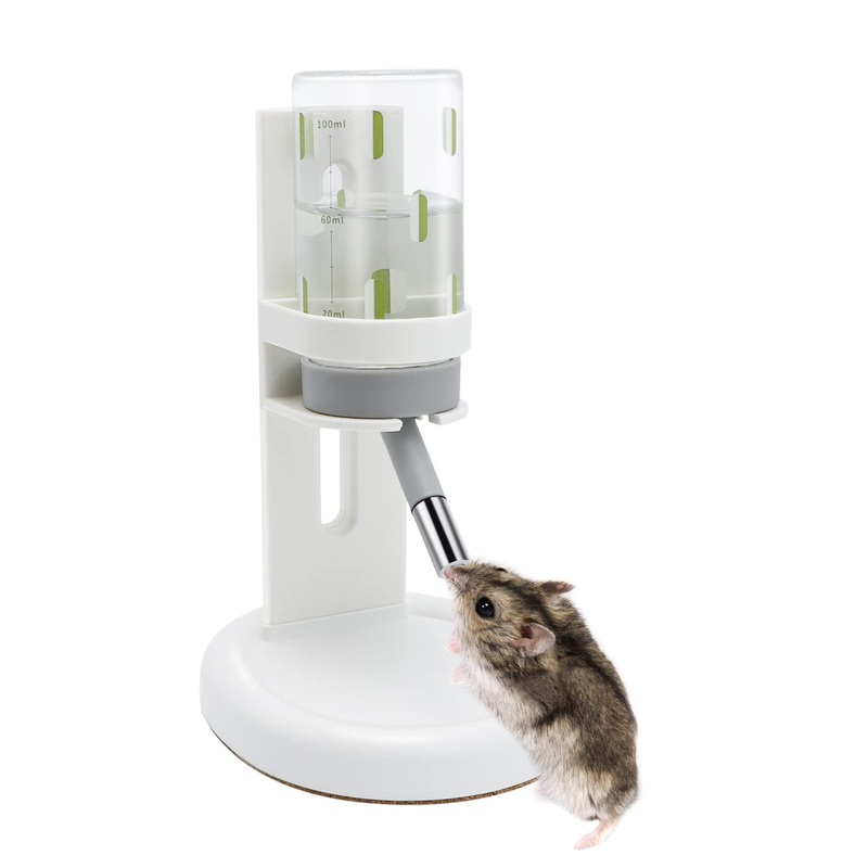 Wontee Hamster Water Bottle with Stand for Dwarf Hamsters Syrian Hamster Mice Gerbils Rats 4oz White
