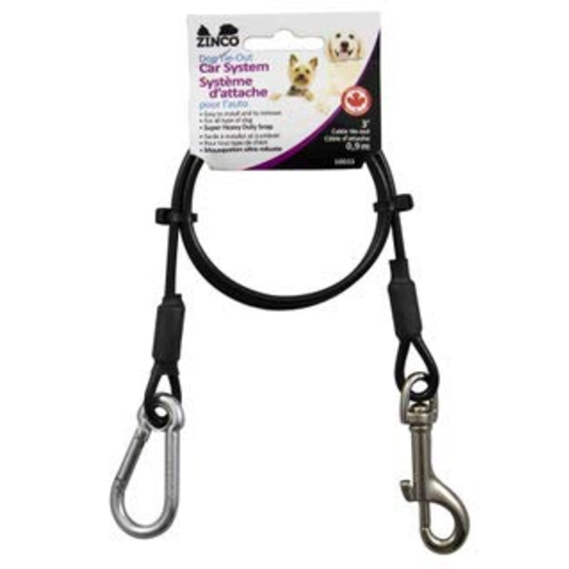 Zinco Dog Car Leash – Chew Proof Heavy Duty Dog Tie-Out Car System, Easy to Install & Remove Dog Car Leash Seat Belt, Dog Car Seat Belt Restraint with Vinyl Coating to Prevent Chewing